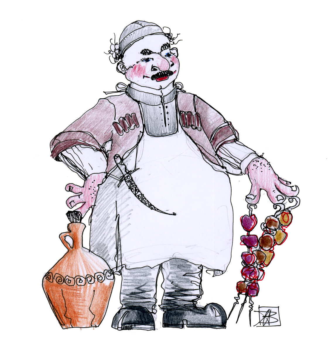 Это открытка - приглашение в грузинский ресторан. Собственный рисунок.