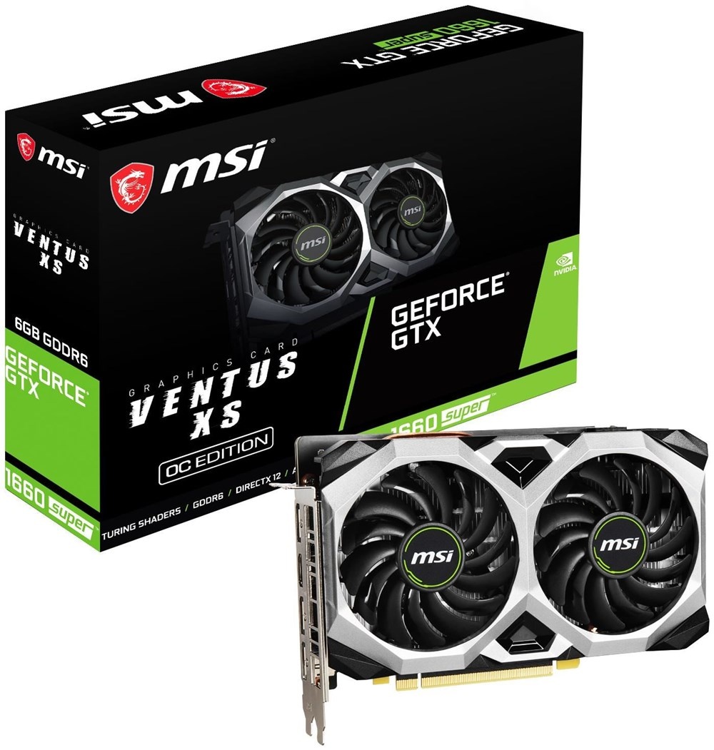 MSI GeForce GTX 1660 SUPER VENTUS XS OC 6.0 GB OC (Цены: 18226 руб. 46 коп. на computeruniverse и 22799 руб. в России).