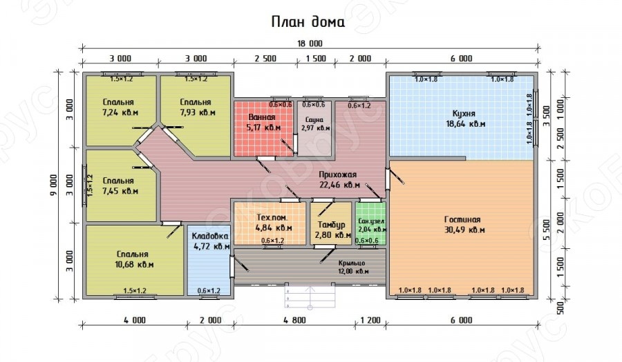 Рисунок 2. Планировка одноэтажного дома Онега Д-10
