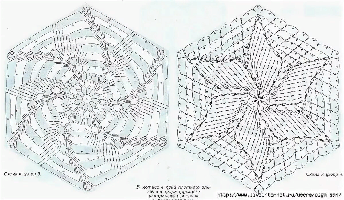 Шестиугольные мотивы крючком со схемами