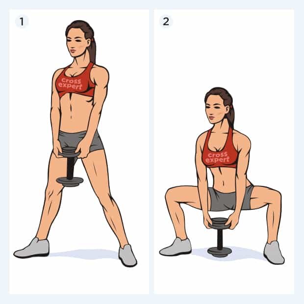 Плие-присед с гантелей