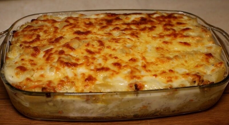 Очень вкусная и нежная запеканка из макарон с фаршем