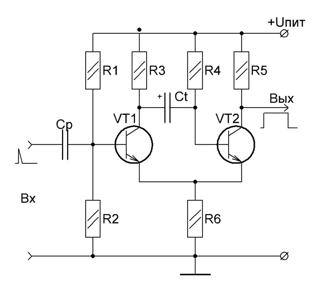 Схема одновибратора на транзисторах