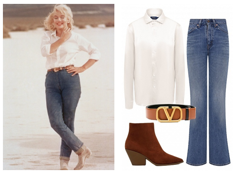 Классическое и беспроигрышное сочетание - белая рубашка и джинсы. 