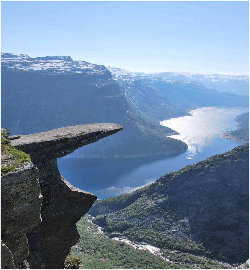 Норвегия высота над уровнем моря. Скала Троллтунга (Норвегия). Язык тролля Норвегия. Фьорды Норвегии язык тролля. Норвегия Утес язык тролля.