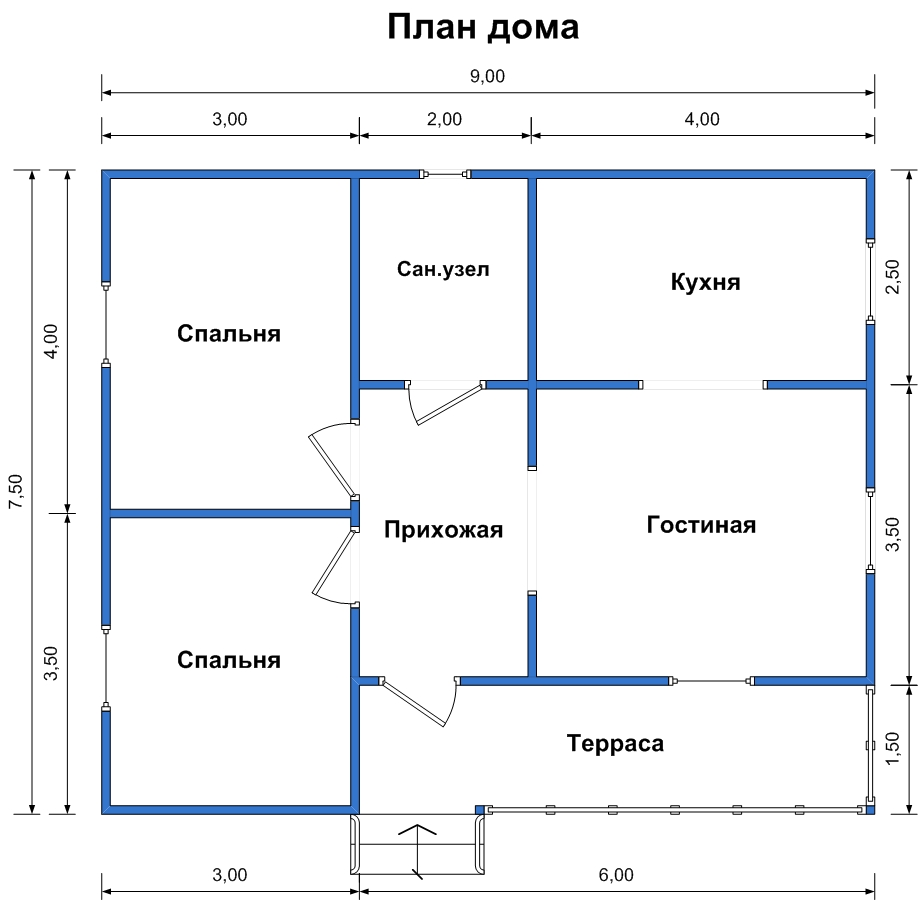 Каркасный дом 10х10 одноэтажный проект