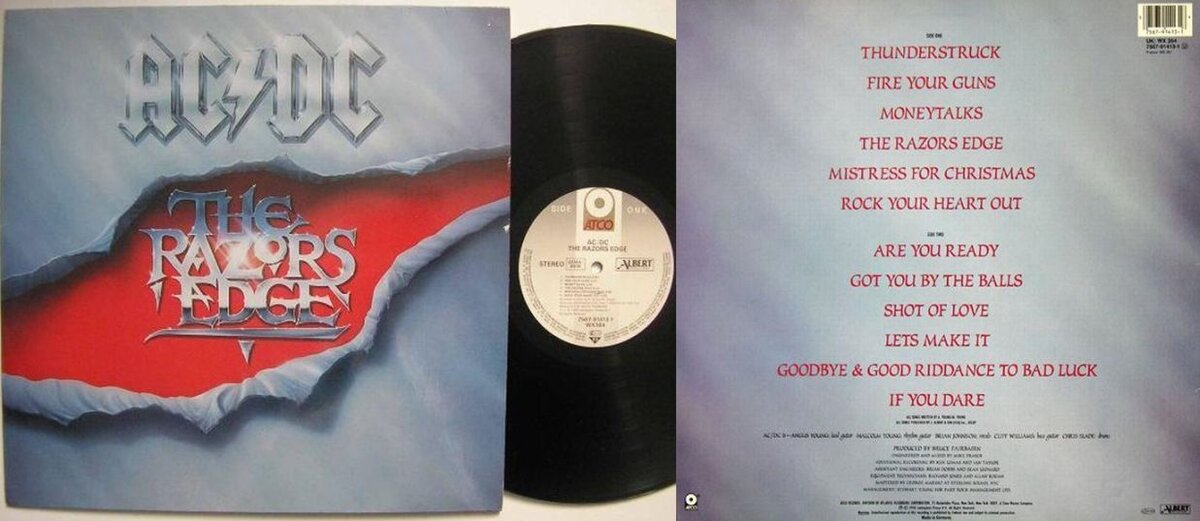 Европейский выпуск альбома AC/DC "The Razors Edge", 1990 г.