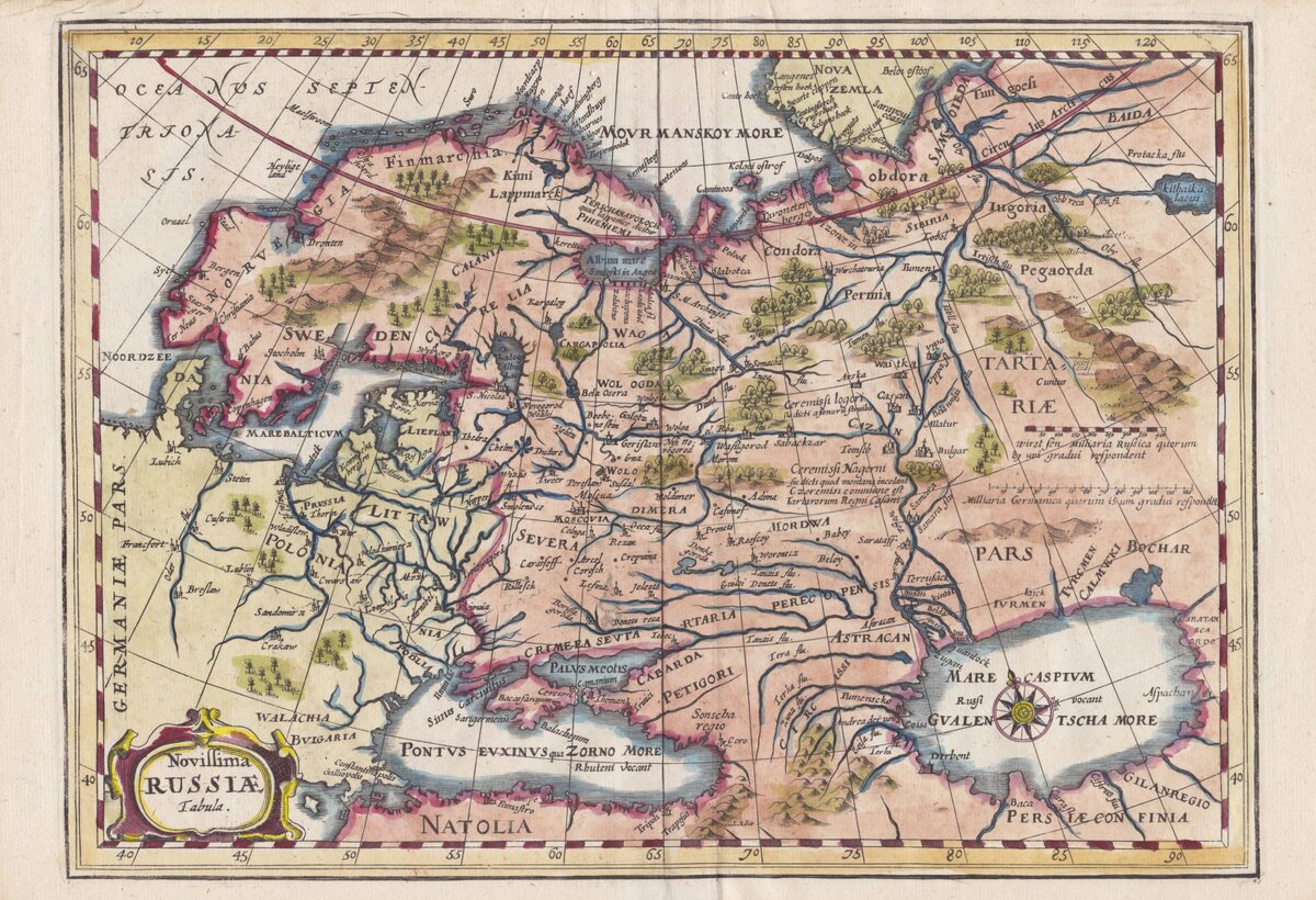 Новейшая карта России. Амстердам, 1676 г. Картограф - Philippi Cluveri.