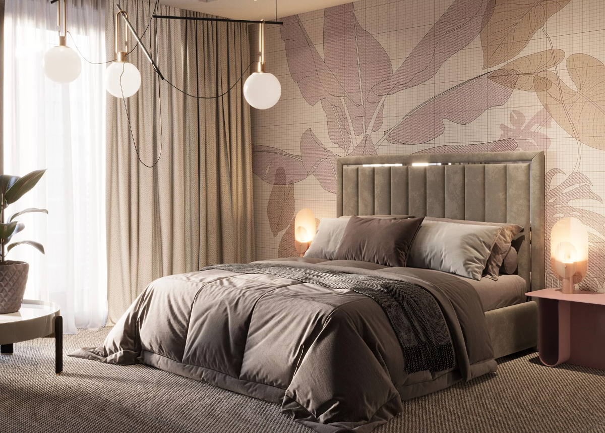 Спальня с кроватью Lineare серая (арт. 103)