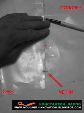 совмещение меток на шве муляжа
