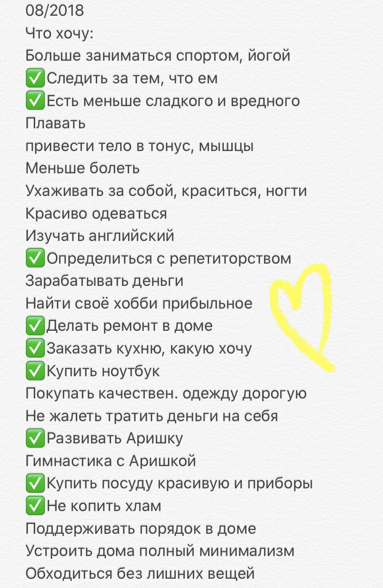 Мой список желаний из 2018 года. Вчера добавила несколько галочек 😻