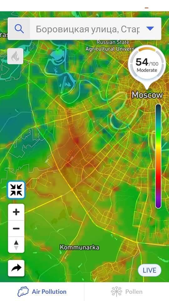 Карта воздуха в москве