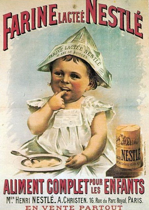 немецкий доктор Филипп Бидерт, в частности, писал: «Весьма обширною популярностью пользуется молочная мука Nestle, которая приготовляется на фабрике в Вевэ (Швейцария) из лучшего альпийского молока и порошка корок пшеничного хлеба. Готовая мука, заключенная в металлические плотно закупоренные коробки, отличается сладковатым вкусом, желтоватым цветом и запахом бисквита…