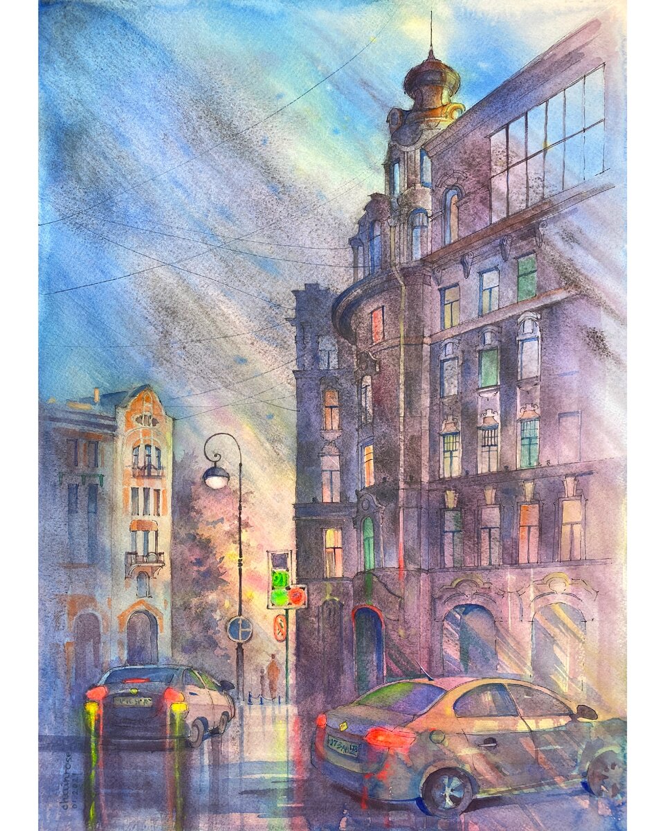 Австрийская площадь. Санкт-Петербург. А2. Акварель.