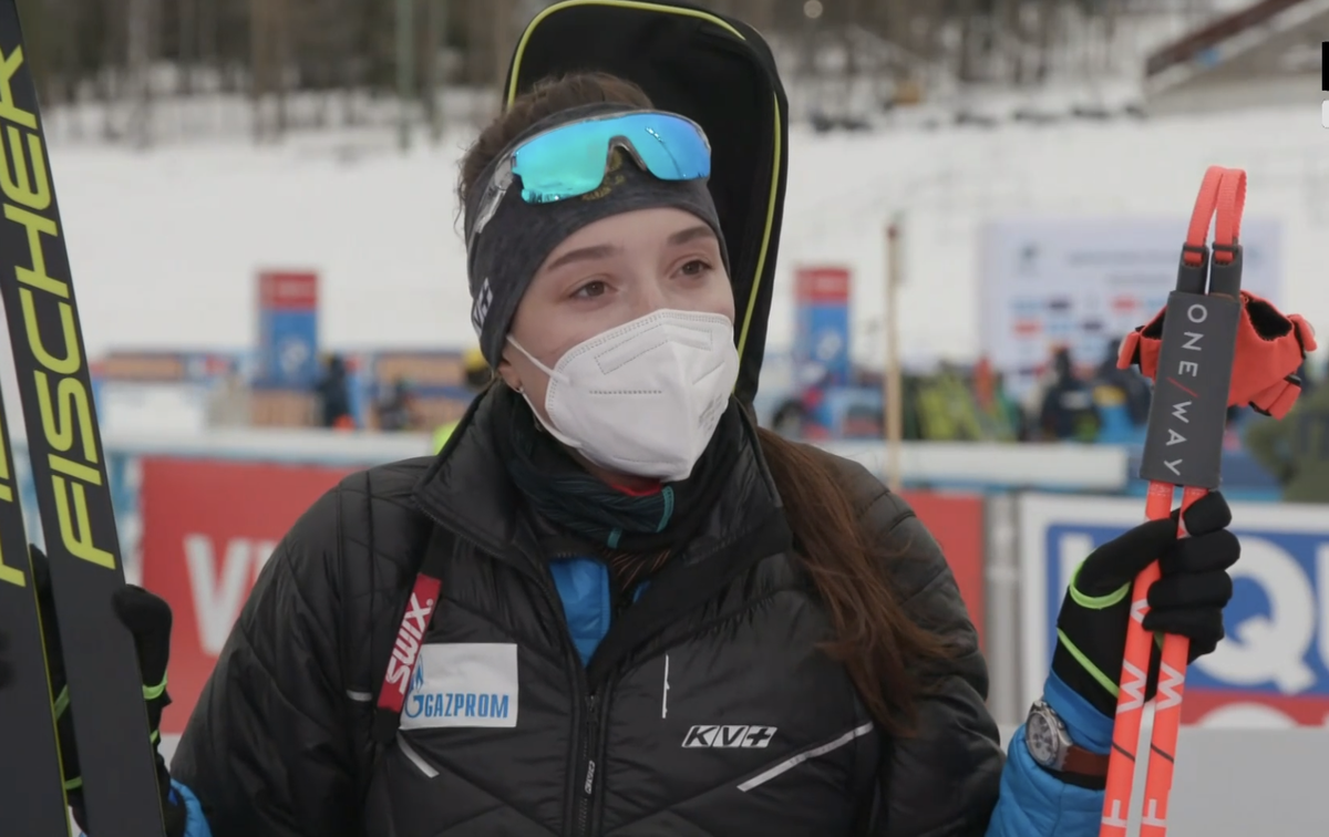 Ульяна Кайшева на интервью после пасьюта в Эстерсунде.