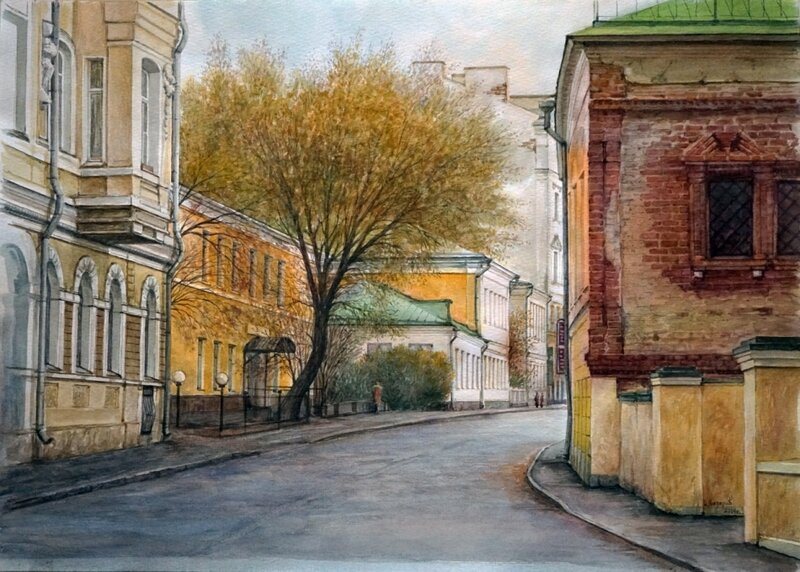 Армянский переулок. Акварель Ивана Назарова.
