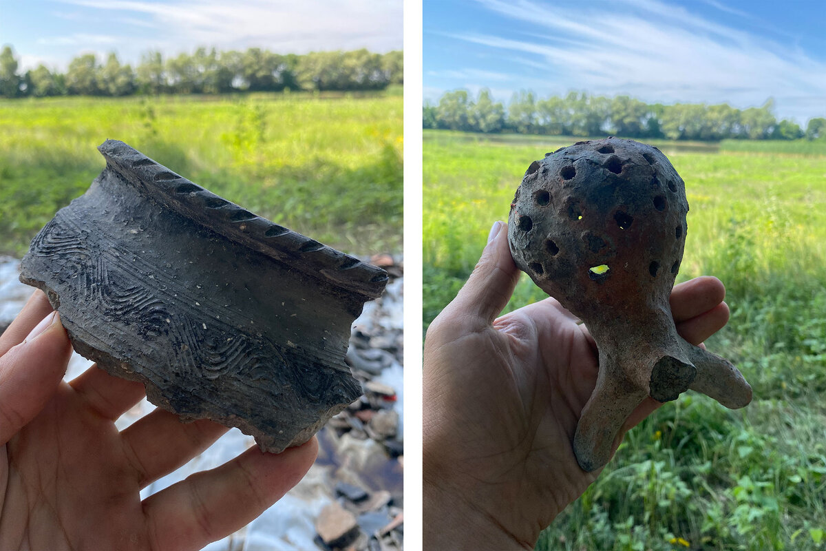 Фрагменты керамики, обнаруженные археологами в окрестностях Астрахани / Фото: предоставлено Дамиром Соловьевым