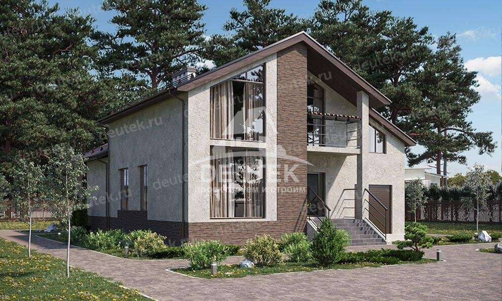 Проект двухэтажного жилого дома 364 м2 с гаражом, кинотеатром, балконом и террасой - KVR-110