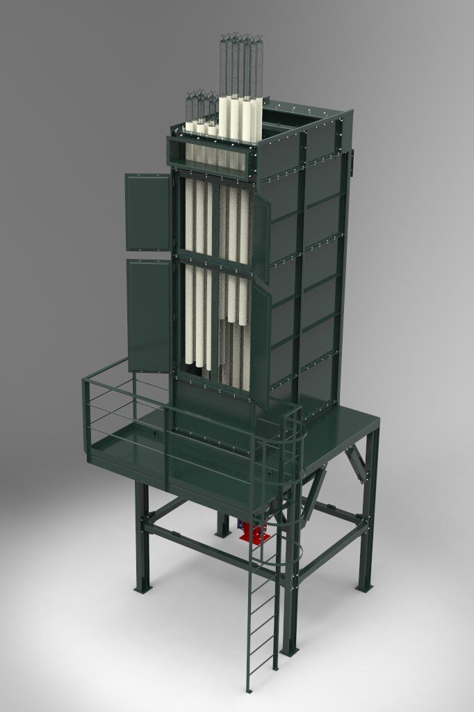 Замена фильтровальных рукавов сверху