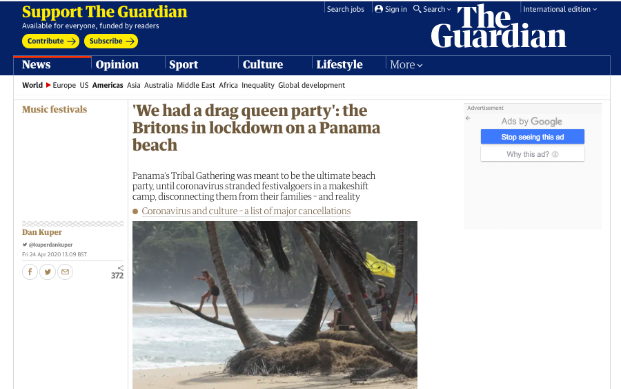 О закрытии на карантин фестиваля Panama’s Tribal Gathering писали крупные мировые СМИ, например, The Guardian, BBC и Vice.