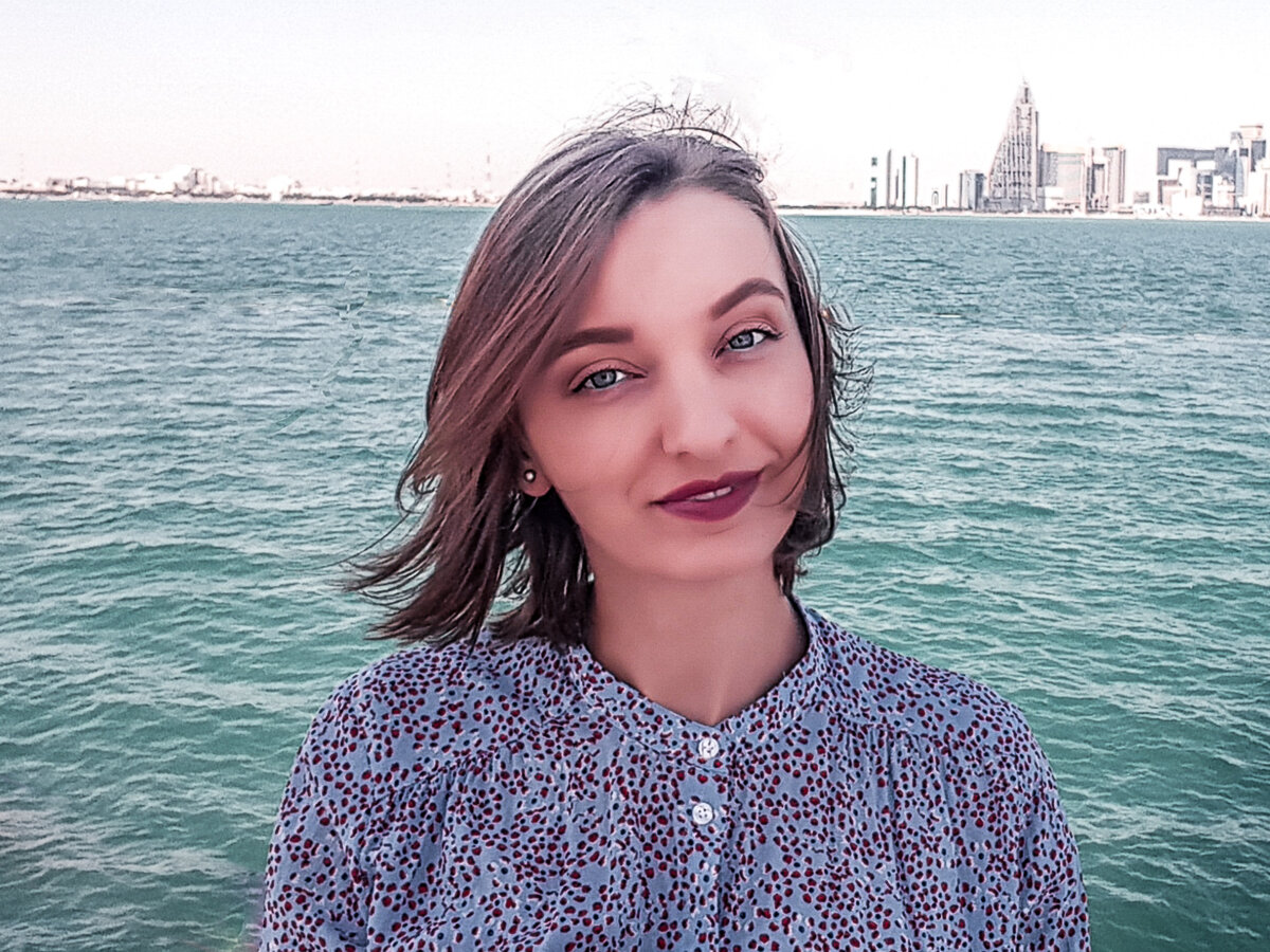 Я на фоне высоток Дохи, Катар