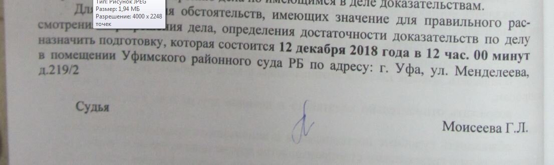 из определения о подготовке к судебному разбирательству.