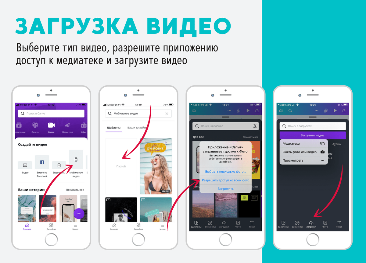 Как монтировать видео с телефона: подробная инструкция | Canva | Дзен