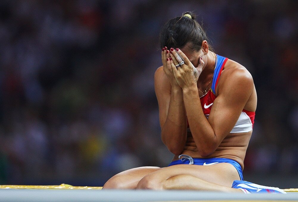 Елена Исинбаева после проигрыша на чемпионате мира в закрытых помещениях по легкой атлетике в Дохе