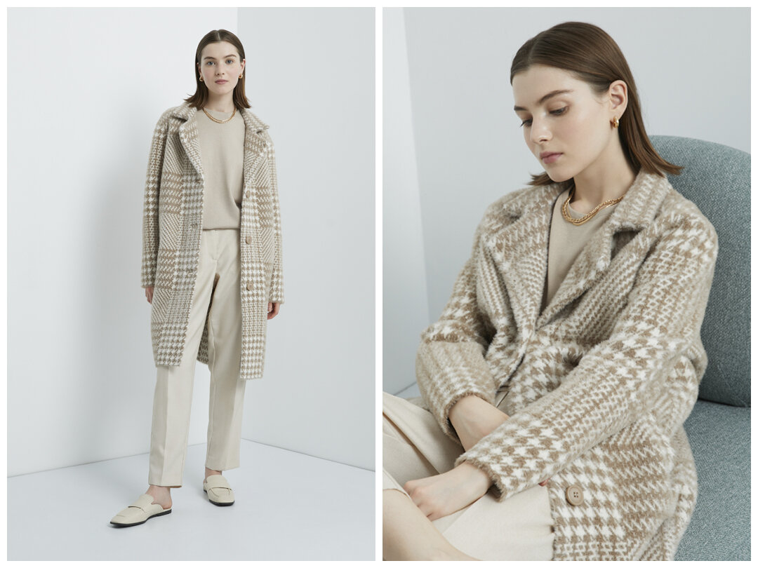 А также бежевое пальто – отличный повод поэкспериментировать с монохромным образом. Прямые брюки и базовая футболка в дополнении с классическим фасоном пальто создадут элегантный повседневный образ. Артикул пальто FINN FLARE - FBC11150.