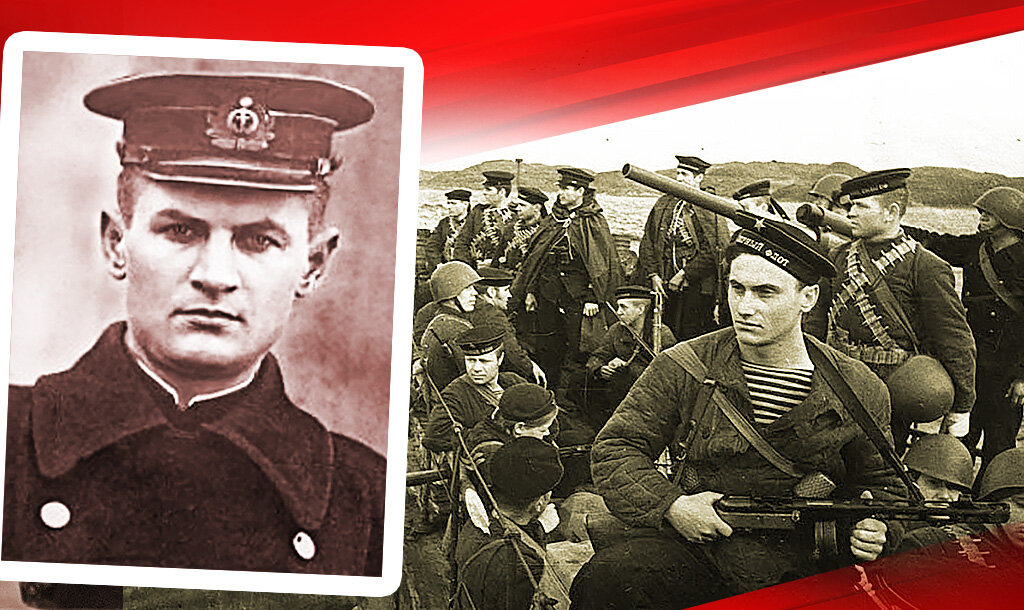 Слева: Ольшанский Константин Фёдорович, справа: советская морская пехота во время войны