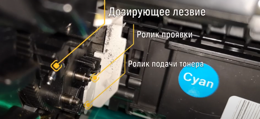 Расположение контактов в принтере, идущих на контакты в картридже