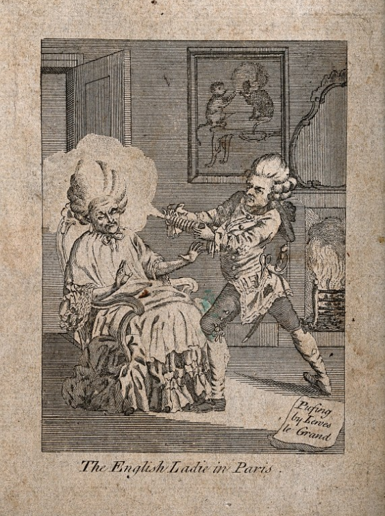 Парижский парикмахер пудрит даму в парике. Фото: artstor.org