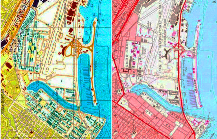 Сравнение советской и американской карты Сан-Диего