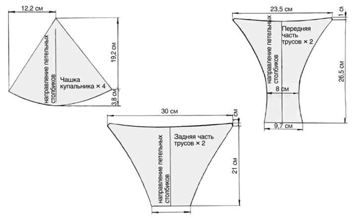 Выкройка купальника бикини