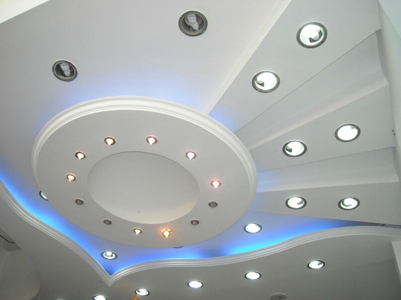 Подвесной потолок из гипсокартона с подсветкой (60 фото)