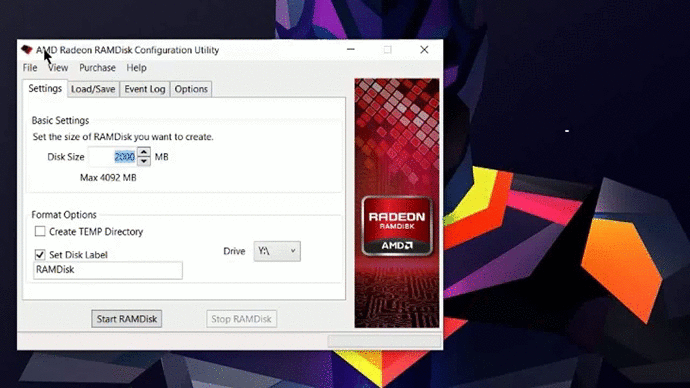 Обратите внимание на букву, которая присваивается RAM диску. У меня диск Z:\ занят Яндекс Диском, подключенным через протокол WebDAV. Поэтому я сменил Z:\ на Y:\