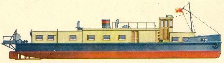 Газогенераторный буксир. Иллюстрация из журнала "Техника-молодёжи". Рисунок Михаила Петровского.