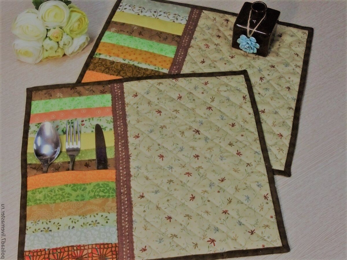 ланч мат с карманом для приборов