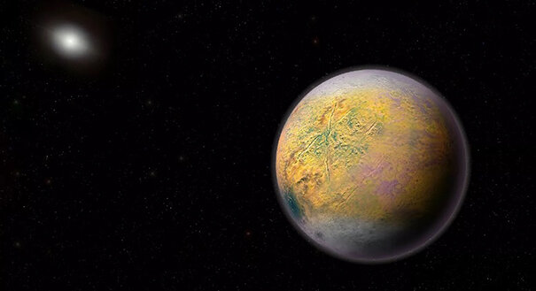 Так художник представил себе "планету-икс",  дирижирующую движением карликовых миров Солнечной системы