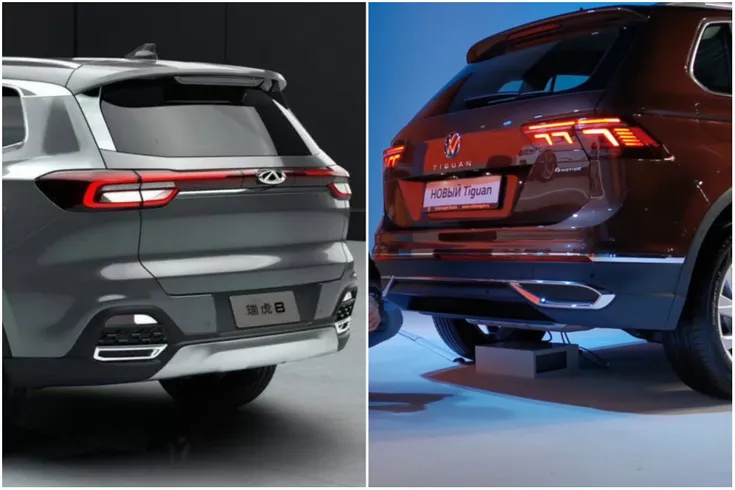 Бампера похожи, проходимость «Тигуана» на бездорожье теперь невозможна. Коллаж: портал «Покатим»