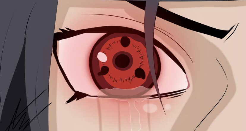 Нормального фото не нашёл, поэтому только шаринган с тремя томое