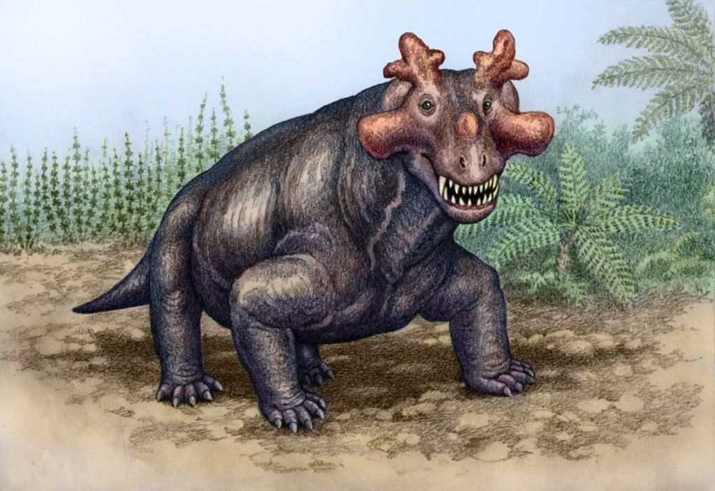 Динозавры в перми в колизее. Эстемменозух Пермского периода. Estemmenosuchus uralensis. Эстемменозух динозавр. Эстемменозух Атучин.