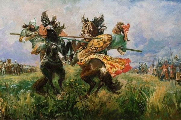 Картина «Поединок Пересвета с Челубеем» М. И. Авилов