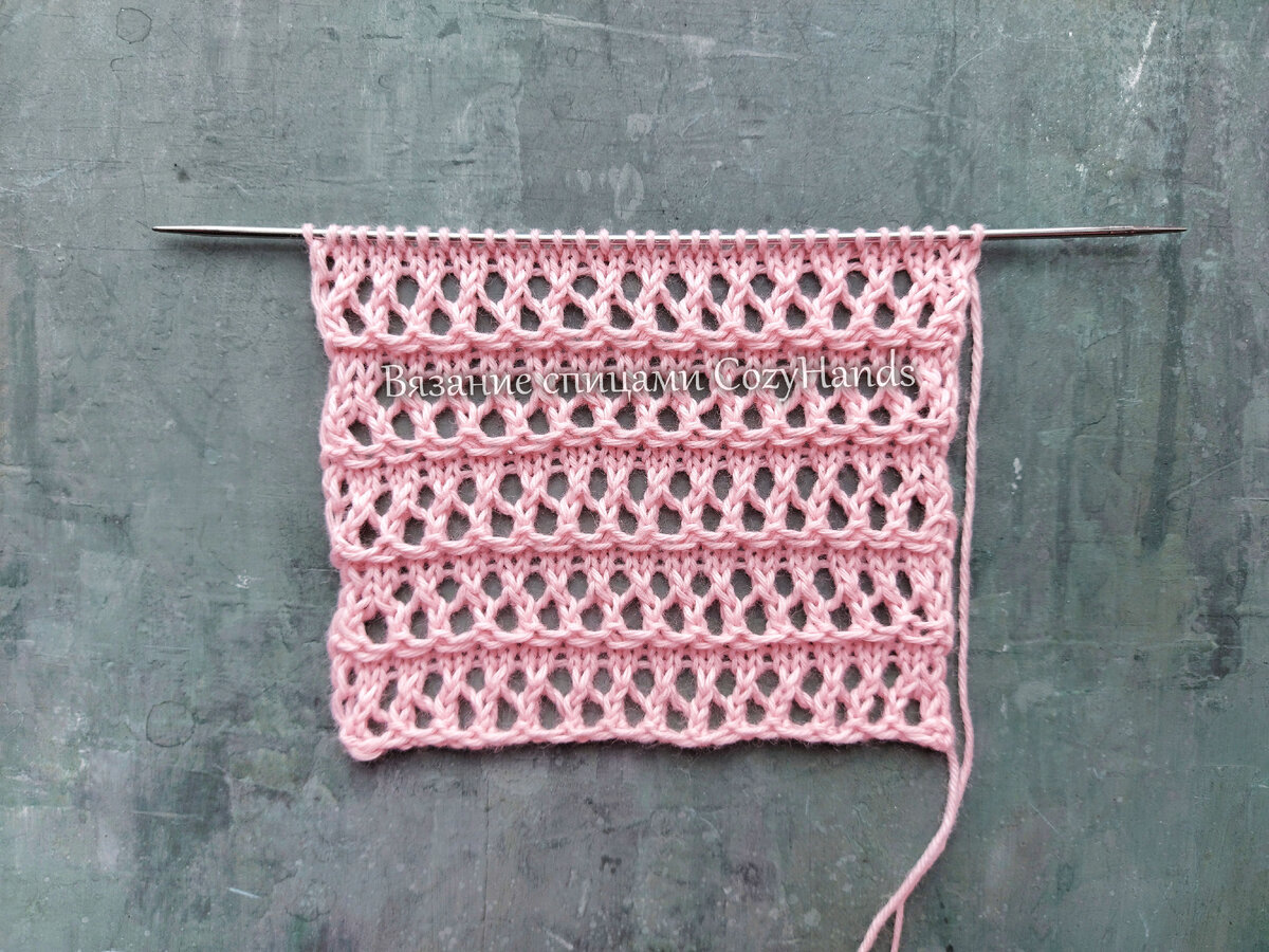 Простой красивый ажурный узор для вязания джемперов, палантинов, летних туник