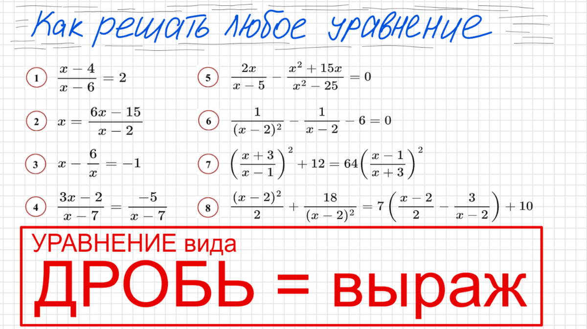 ✍ Занятие 8 Как решать дробное уравнение (вида Дробь = выражению) |  Подслушано по Математике | Дзен