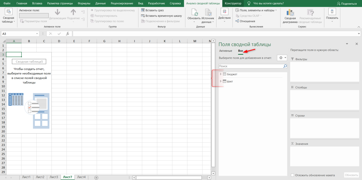 Как сделать сводную таблицу в Excel