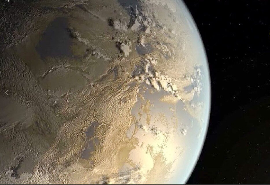 Планета размером с Землю Kepler 186f, вращается вокруг своей красной карликовой звезды.