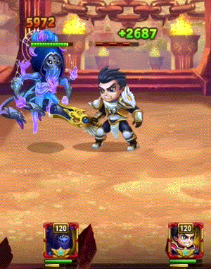 Карх блокирует 2 тычки Галахада и получает с этого 30% энергии.