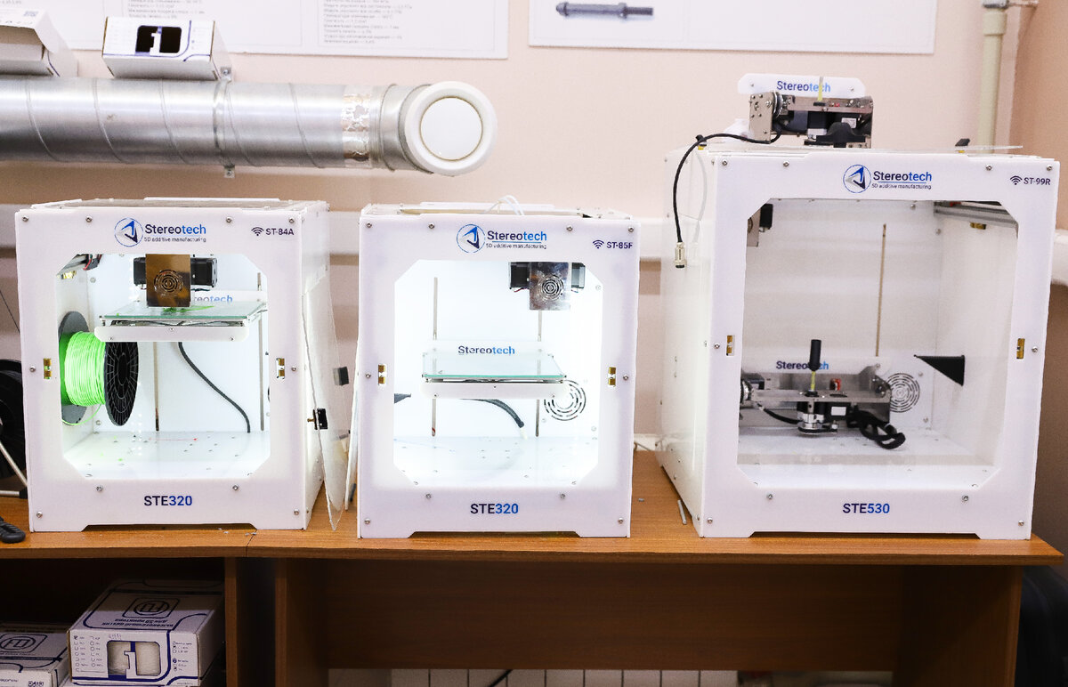 Слева 3D принтеры, справа 5D принтер