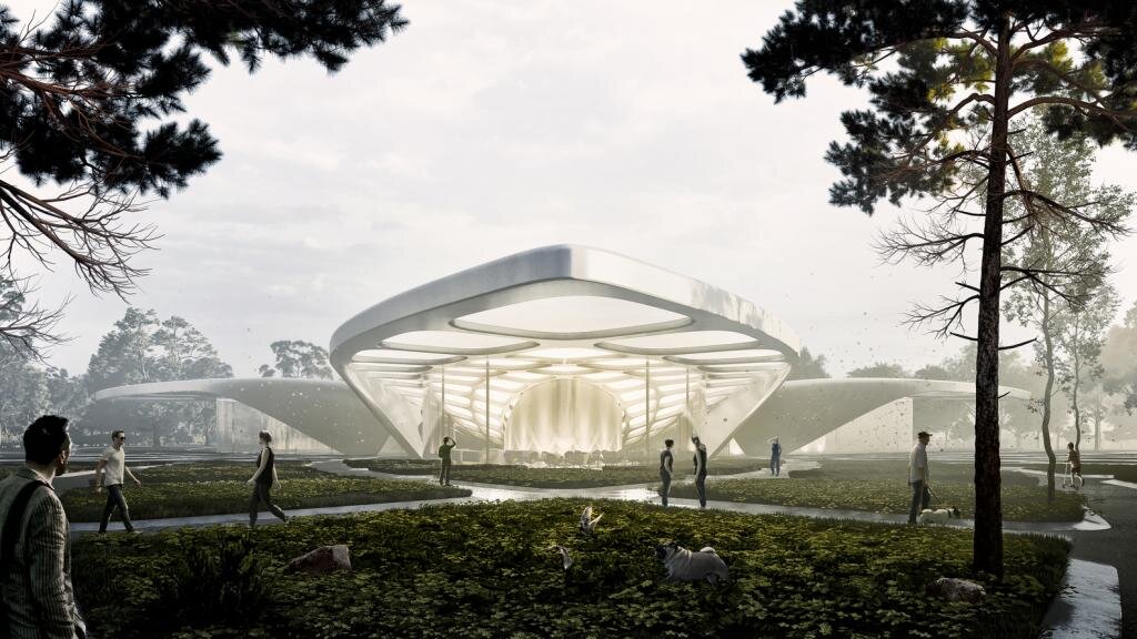 Проект парфюмерного музея в форме цветка с тремя лепестками